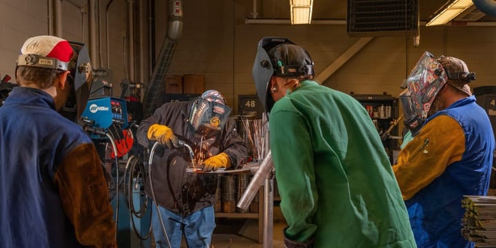 A welding class at a Michigan community college.