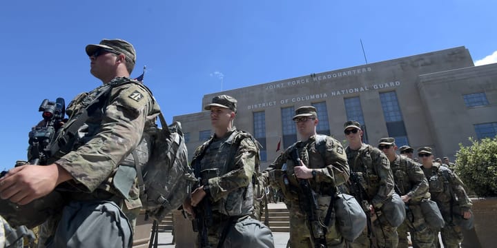 National Guard troops on patrol in DC.