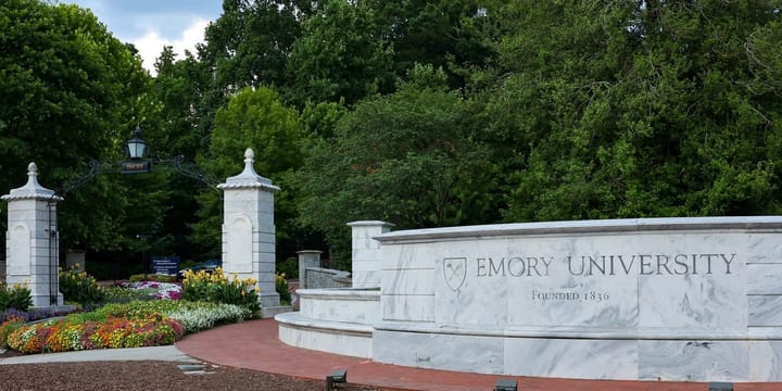 Gate sign reading Emory University, founded 1836.