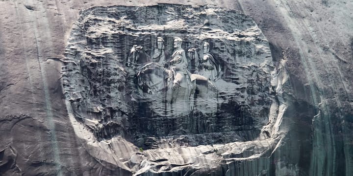 Carving of confederate traitors on Stone Mountain in Georgia.
